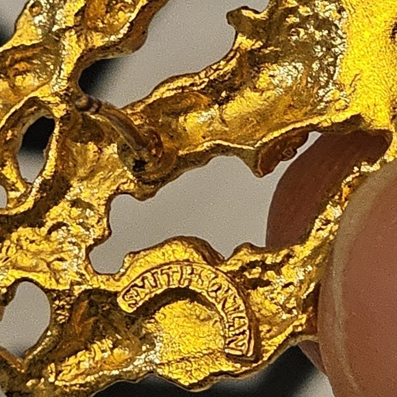 Vintage Smithsonian Earrings, Gold Nugget Replica, Museum Brutalist Style - Picture 5 of 5